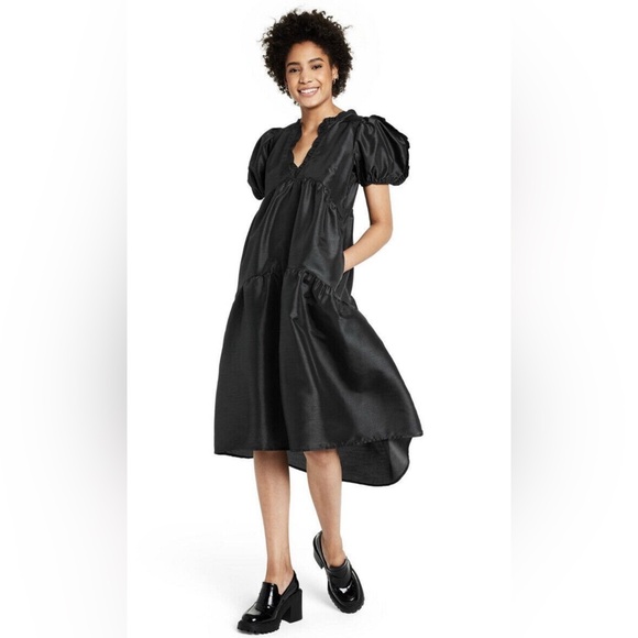 Kika Vargas Dresses & Skirts - Kika Vargas Black High Low Dress with Puff Sleeves, size XS, can fit size S too